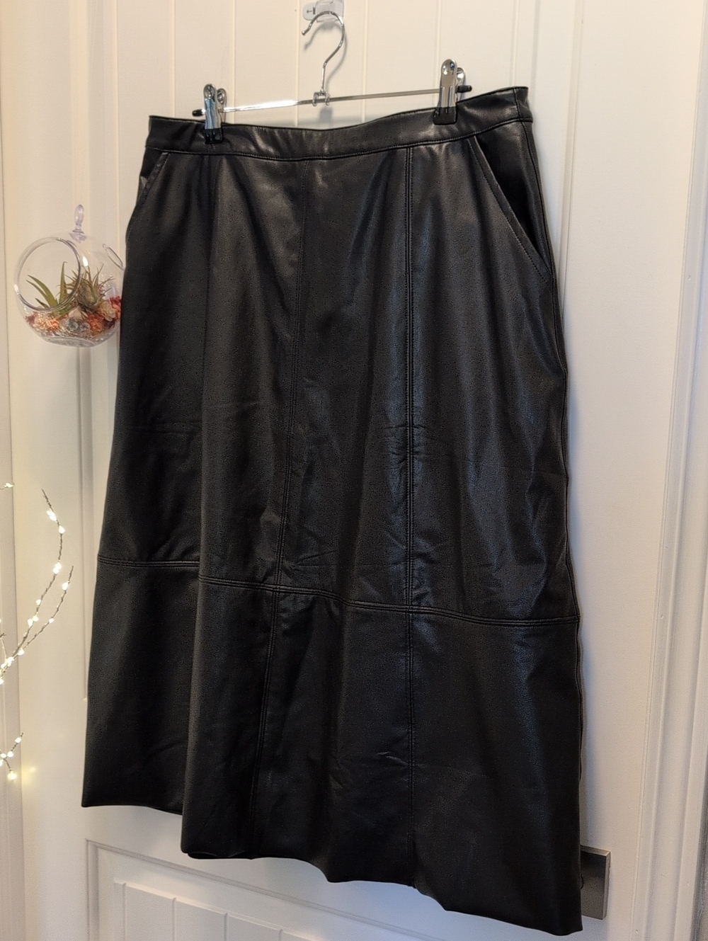 Gorgeous cleo Faux Leather Midi Skirt with Panel Seams